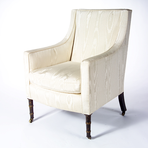 Appraisal: Regency upholstered library chair on turned legs x