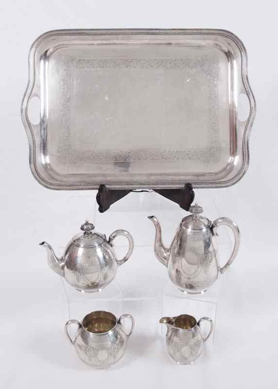 Appraisal: VICTORIAN ELKINGTON SILVERPLATE TEA SERVICE Elkington silverplate hallmarks and date