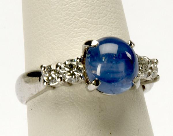 Appraisal: BLUE STAR SAPPHIRE DIAMOND PLATINUM RING Fine sapphire weighing gs