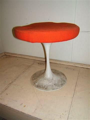 Appraisal: A white painted Arkana orange upholstered circular stool diameter