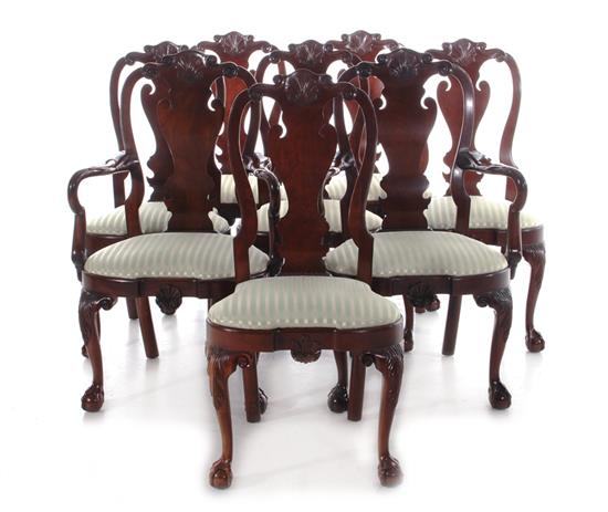 Appraisal: Georgian style carved mahogany dining chairs Kindel from the Winterthur