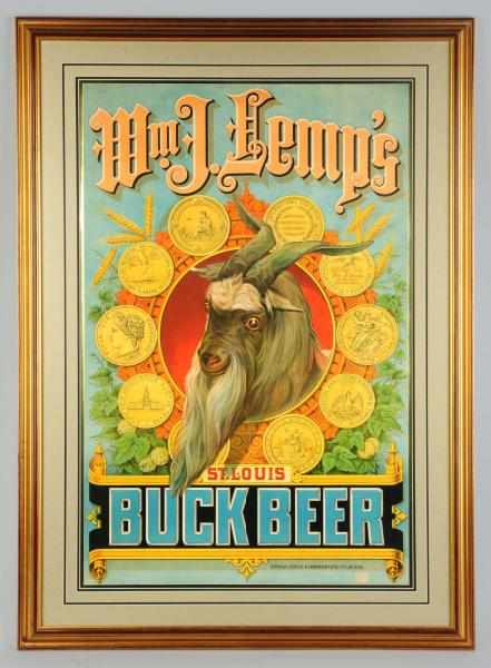 Appraisal: Wm J Lemp's Buck Beer Lithograph St Louis Copyright by