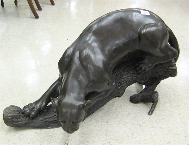 Appraisal: BRONZE WILDLIFE FLOOR SCULPTURE the study of a black panther