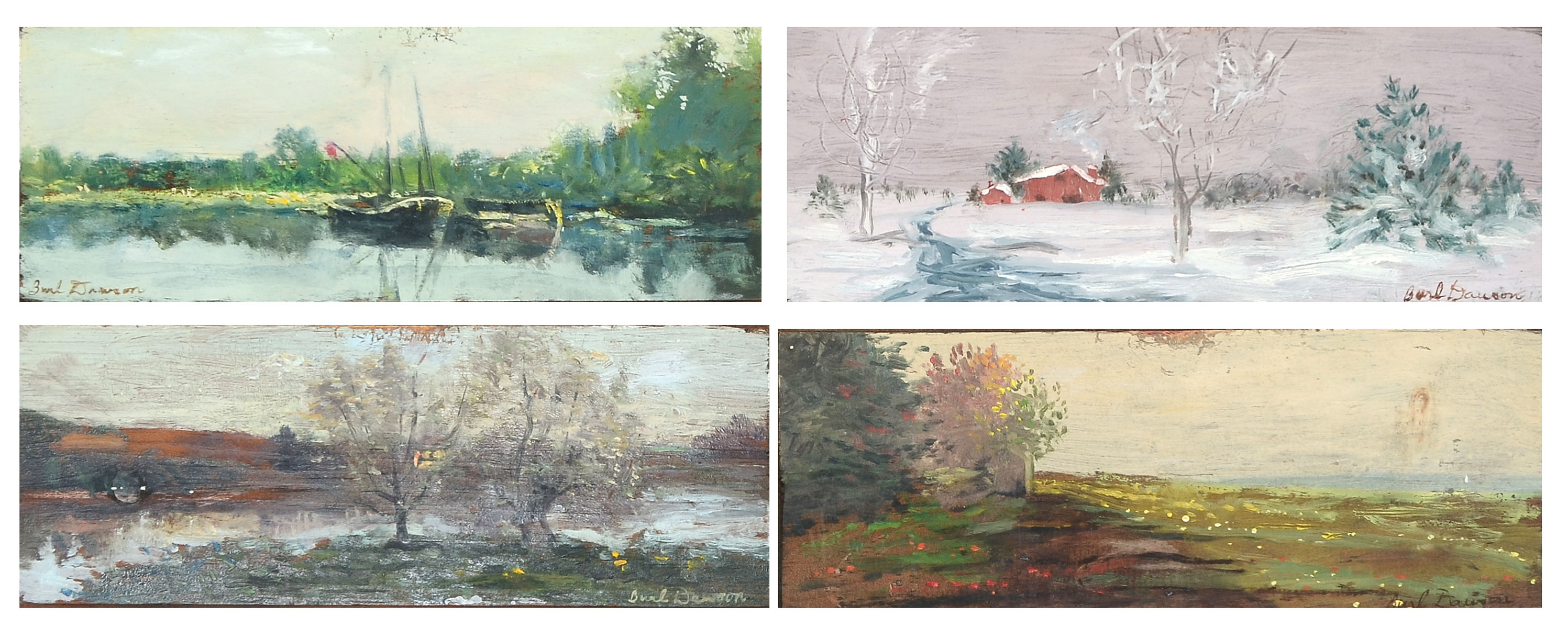 Appraisal: DAWSON Burl American th Century Oils Boards Landscapes Depicting the