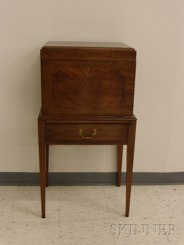 Appraisal: Henckel-Harris Virginia Galleries Inlaid Mahogany Liquor Chest on Stand branded