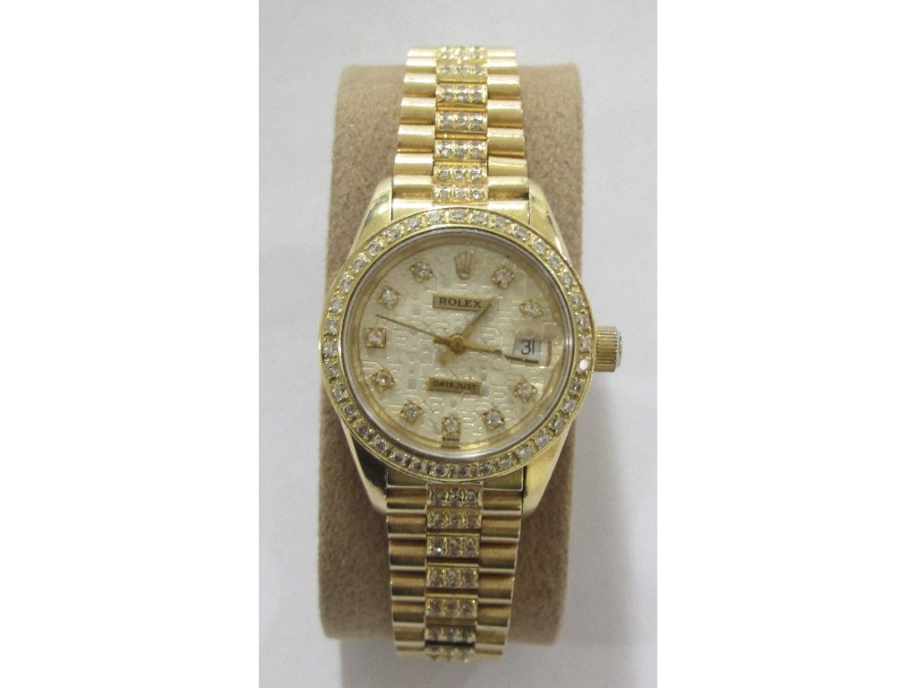 Appraisal: Ladies ct gold Rolex copy with Swiss movement ETA jewel