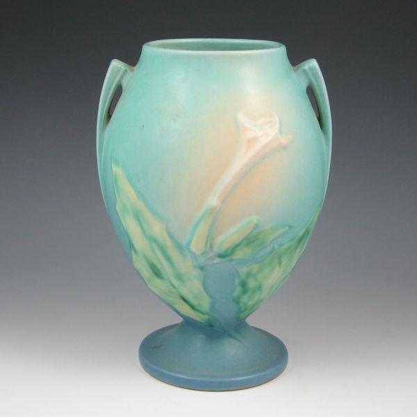 Appraisal: Roseville Thornapple vase in blue Faintly marked Roseville - Mint