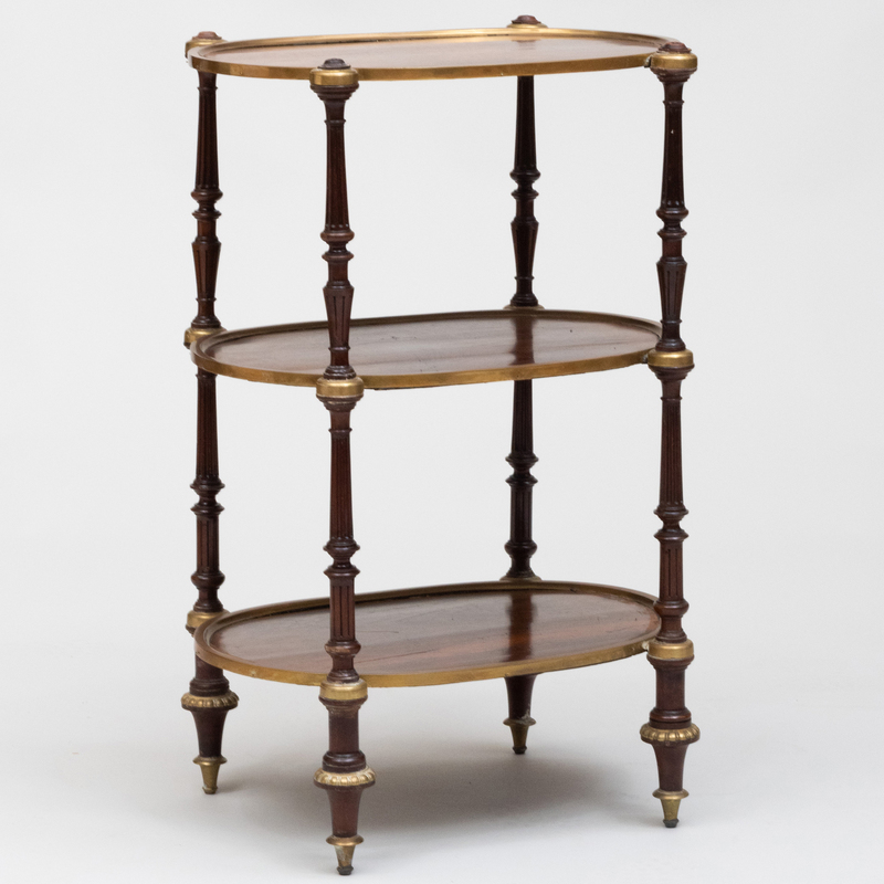 Appraisal: LOUIS PHILIPPE GILT-BRONZE-MOUNTED MAHOGANY THREE TIER TAG RE x x