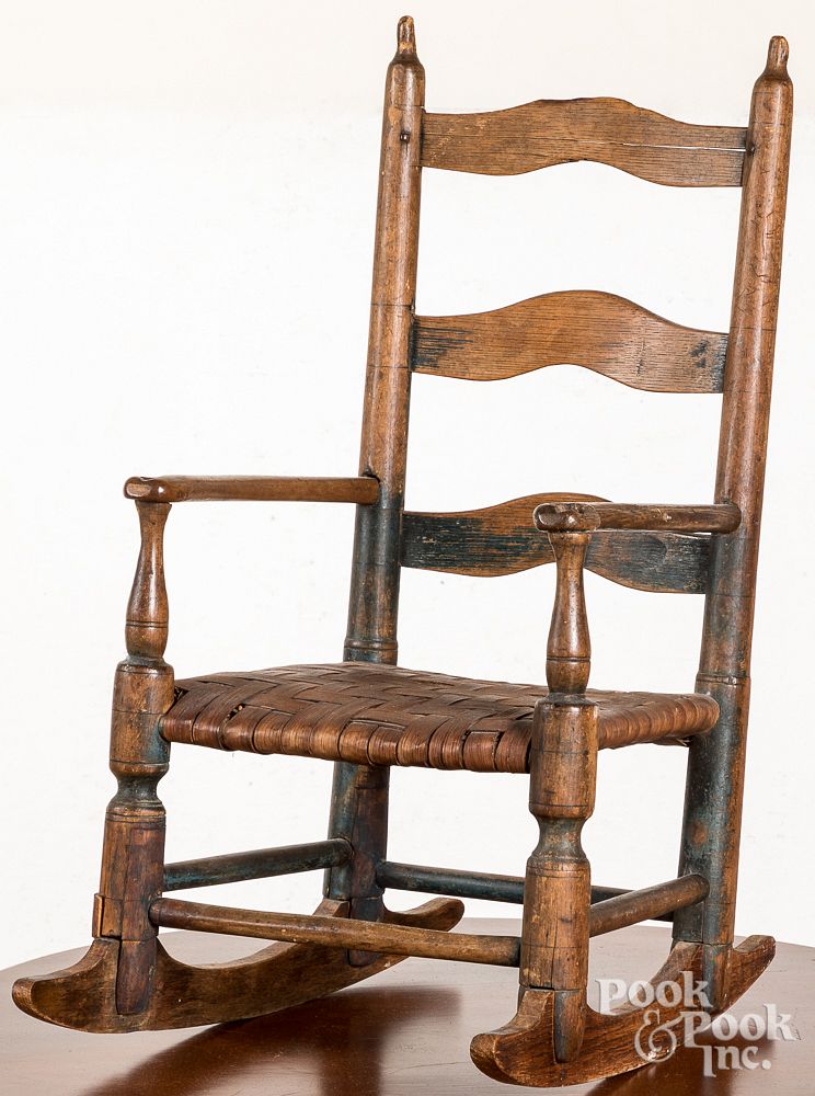 Appraisal: Painted child's rocking chair late th c Painted child's rocking