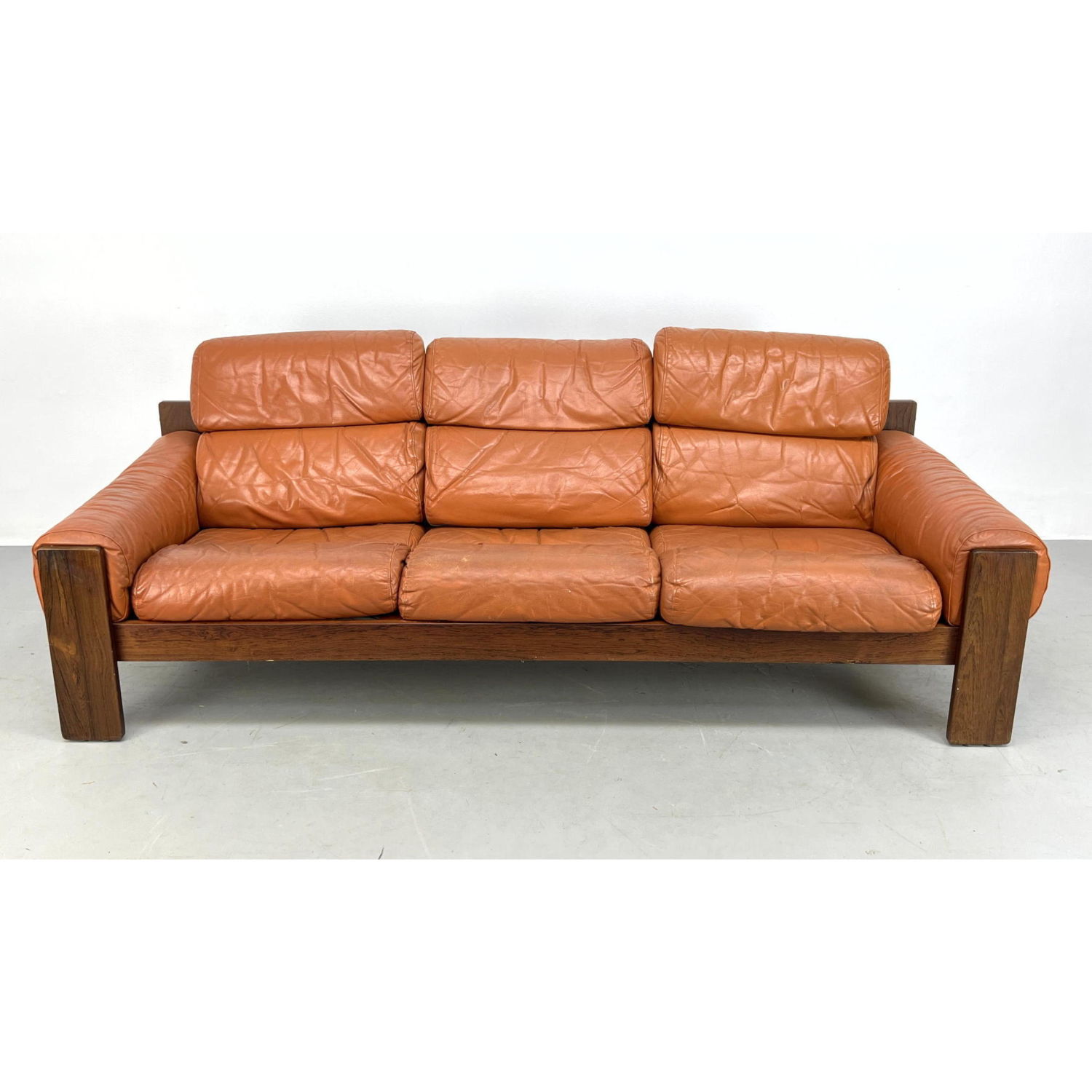 Appraisal: Rosewood Brazilian Lafer style Sofa Couch Modernist rosewood frame with