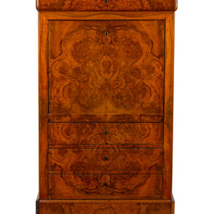 Appraisal: An Empire Style Burlwood Secretaire a Abbatant TH CENTURY Height