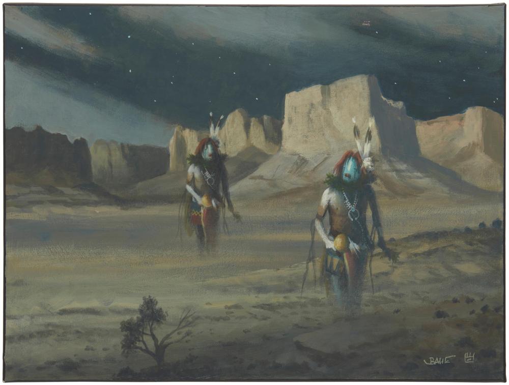 Appraisal: Allen Bahe b Din Yei Spirits Navajo Acrylic on canvas