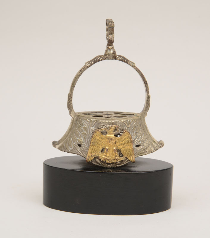 Appraisal: Continental Silvered Metal Stirrup with a Gilt-Metal Eagle-Form Mount On