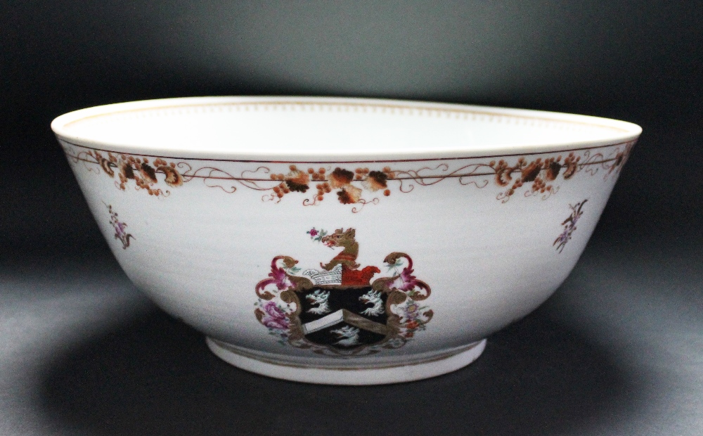 Appraisal: A Chinese porcelain armorial punchbowl circa the exterior painted twice