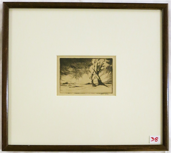 Appraisal: GENE KLOSS ETCHING New Mexico California Mexico - Wind-blown tree