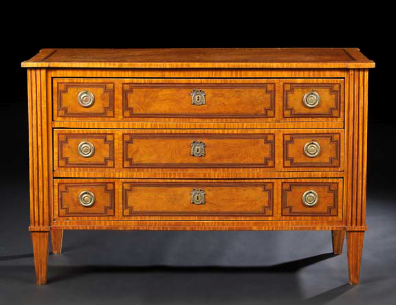 Appraisal: Continental Neoclassical Satinwood and Elm Commode early th century the