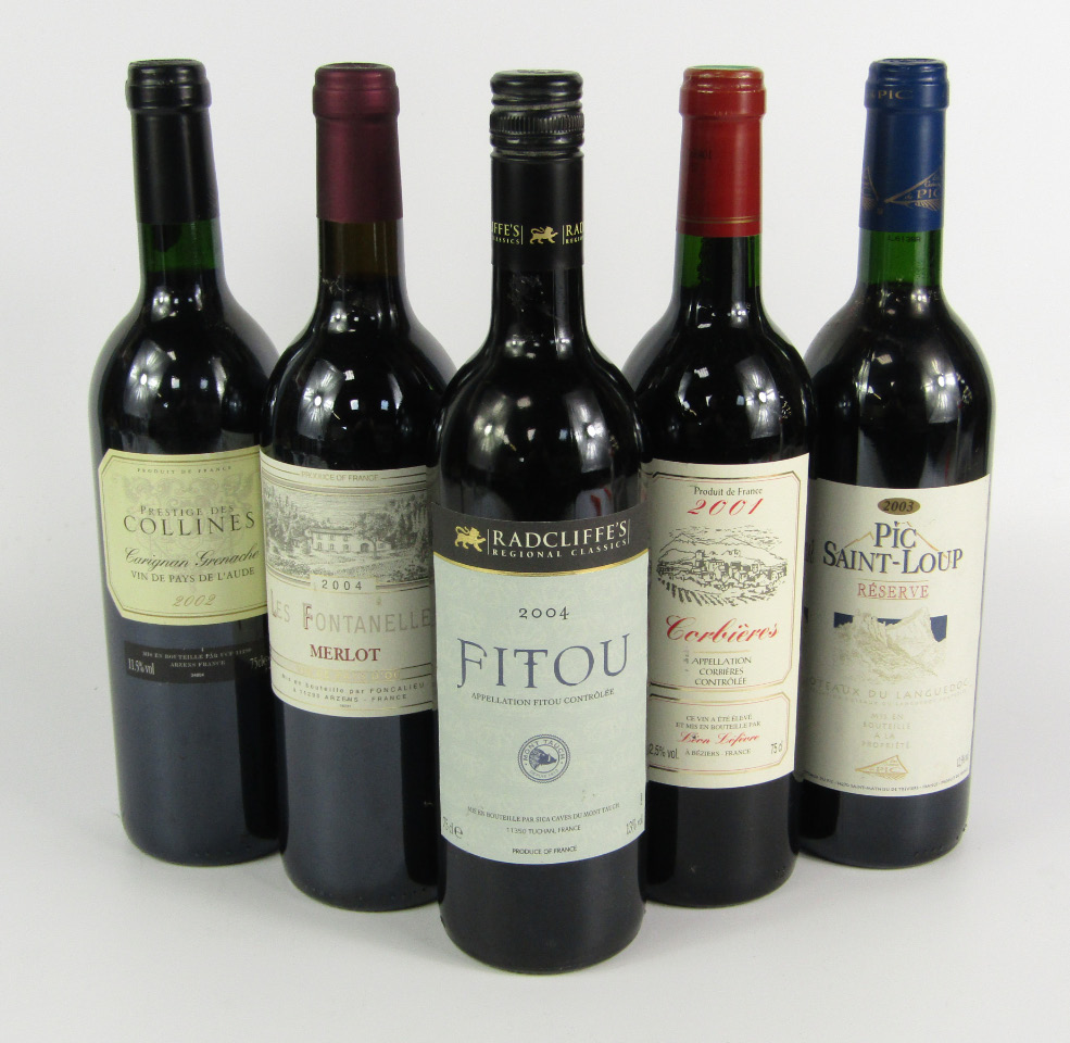 Appraisal: Five bottles of French red wine comprising Prestiges des Collines