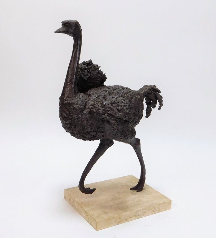 Appraisal: Cynthia Lyman Modern Bronze Ostrich Sculpture Cynthia Lyman Massachusetts d