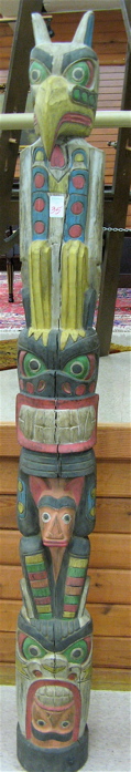 Appraisal: CARVED AND PAINTED WOOD TOTEM POLE hand crafted and comprising