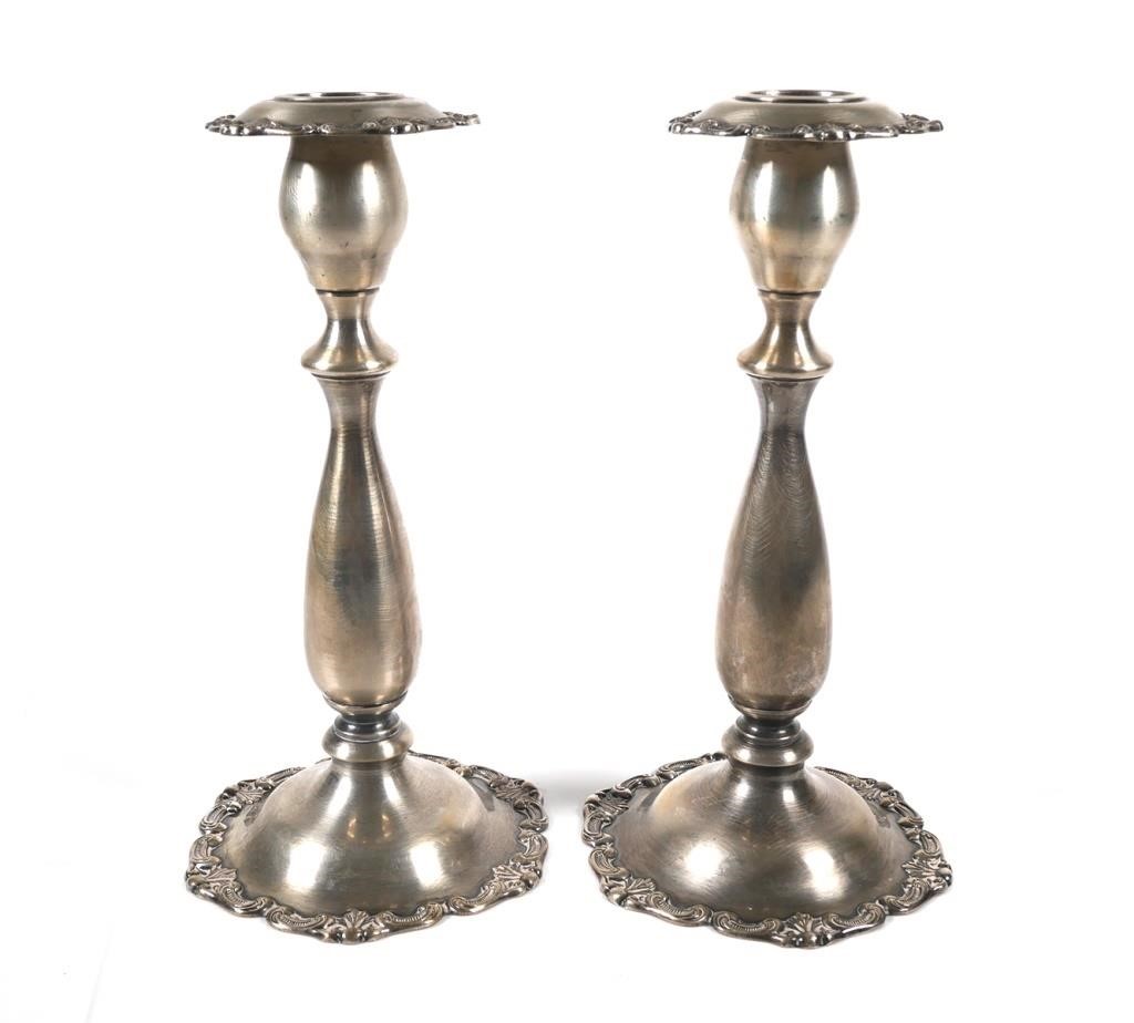 Appraisal: Vintage pair of Fisher sterling weighted candlesticks Candle holders measure