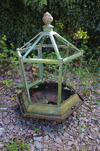 Appraisal: AN ANTIQUE GATE PIER LANTERN of hexagonal form with flame