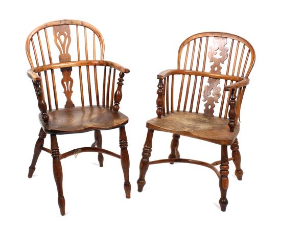 Appraisal: Sale Lot Two Oak Windsor Chairs each having a shaped