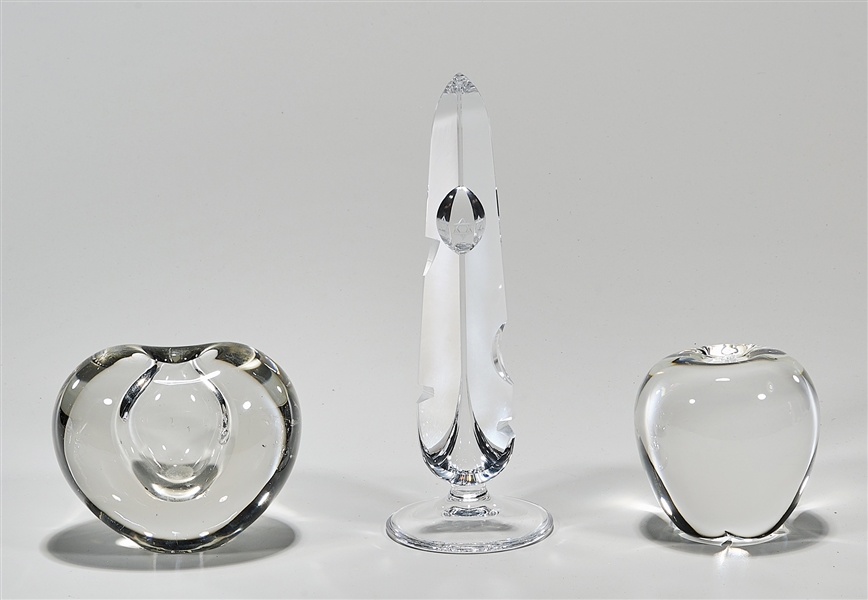 Appraisal: Group of three signed crystal pieces including a Josair Star