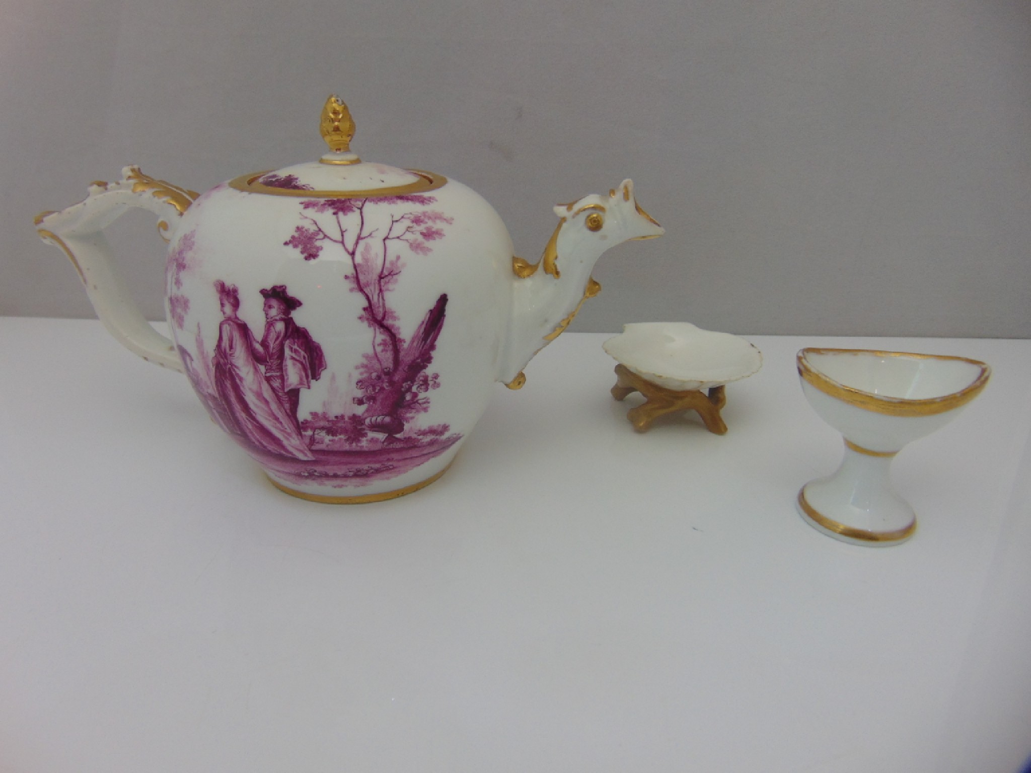 Appraisal: An early th century Meissen teapot of globular form with