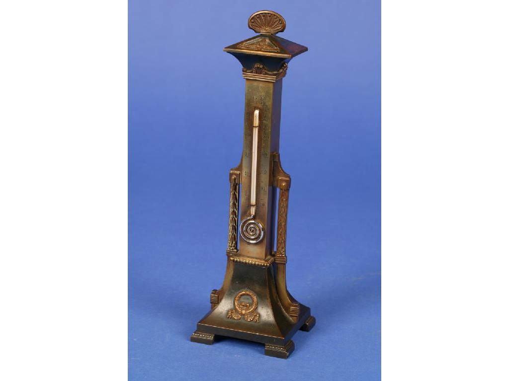 Appraisal: AN EMPIRE STYLE BRONZE AND GILT METAL TABLE THERMOMETER in