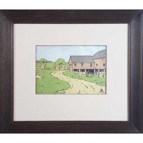 Appraisal: GEORGE W A KOCH - Gouache of farm buildings in