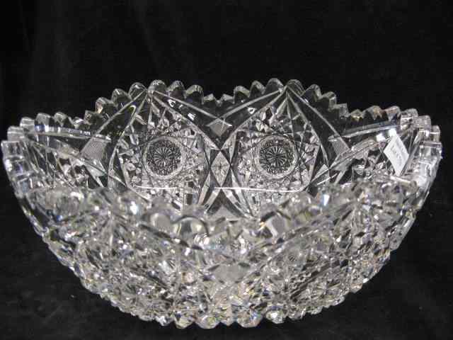 Appraisal: Egginton Cut Glass Banana Bowl brilliant period thick blank heavy