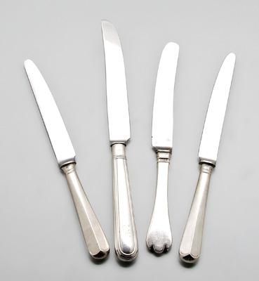 Appraisal: London English silver knives six with oval handles family crest