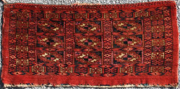 Appraisal: Very fine th Century Turkoman Tekke Torba rug with silk