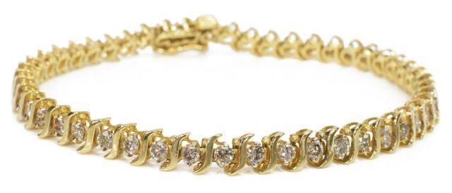 Appraisal: Estate kt yellow gold tennis bracelet forty-nine diamonds approx cttw