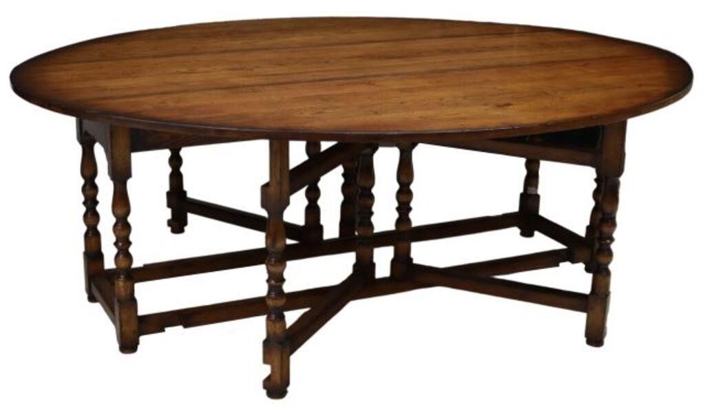 Appraisal: Large English oak drop side gateleg wake table early th