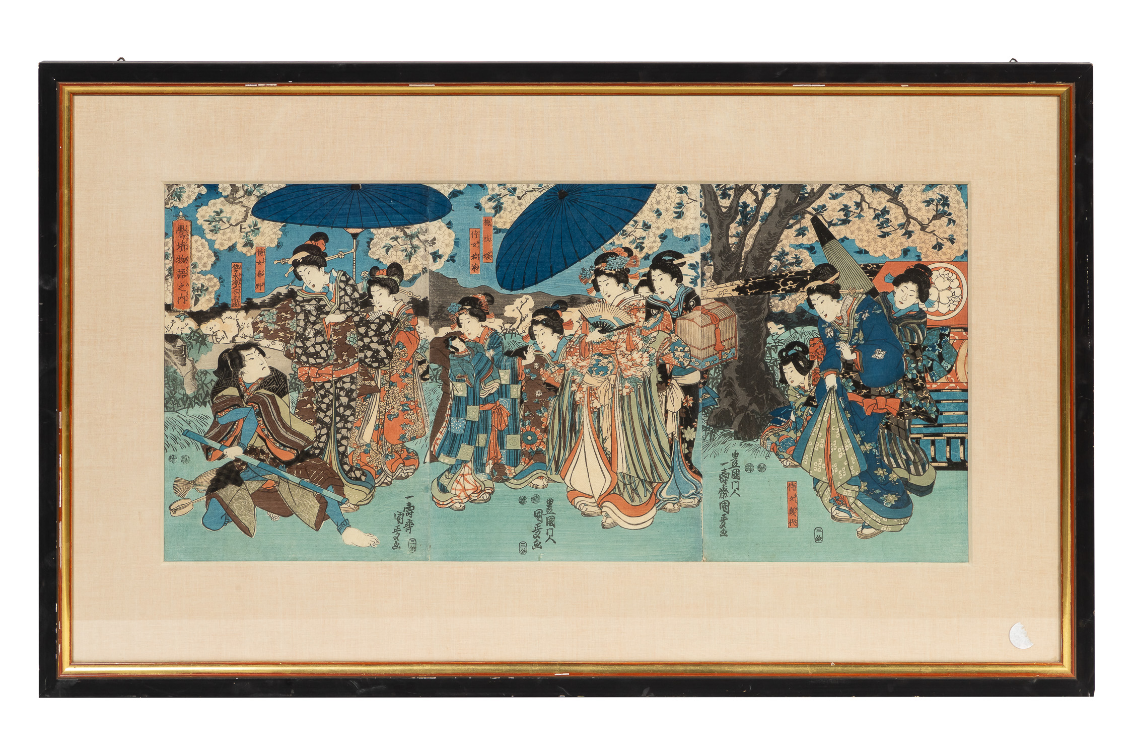 Appraisal: KUNISADA II JAPANESE WOODBLOCK TRIPTYCH CA Utagawa Kunisada II Japanese