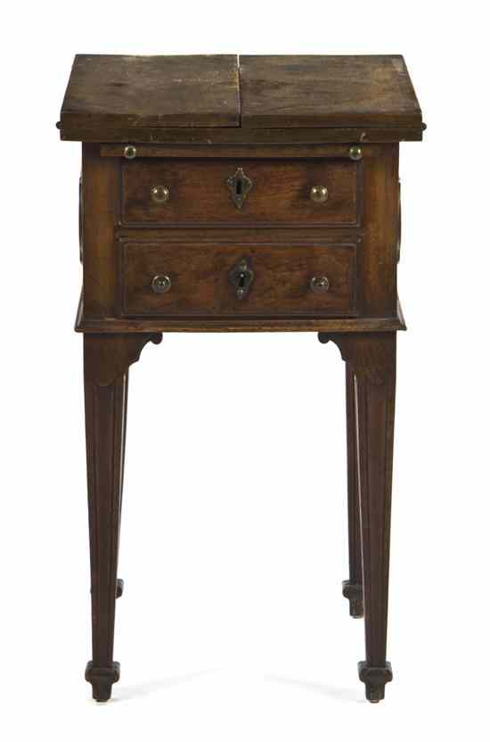 Appraisal: A Continental Walnut Work Table having a hinged split top