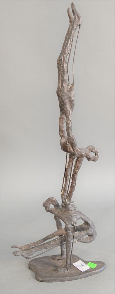 Appraisal: Iron Mid-century sculpture of gymnastics unsigned x x Iron Mid-century