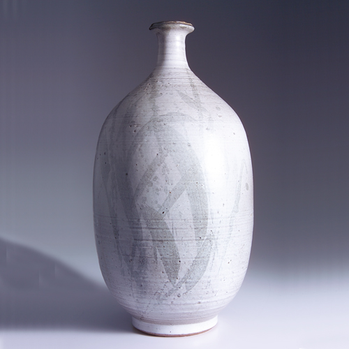 Appraisal: VIVIKA OTTO HEINO Stoneware bottle-shaped vessel with horizontal throwing ridges