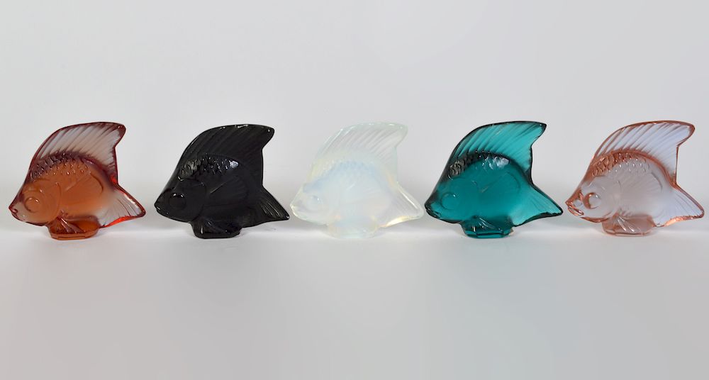 Appraisal: Crystal Lalique Fish Assorted Colors crystal Lalique fish in assorted