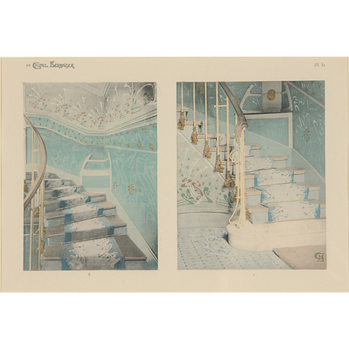 Appraisal: HECTOR GUIMARD Portfolio of sixty-five color lithographs of interiors from