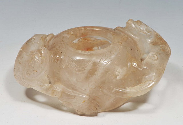 Appraisal: A CHINESE ROCK CRYSTAL BRUSH WASHER carved to the side