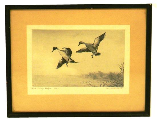 Appraisal: Roland H Clark American - Duck Stamp Design etching depicting