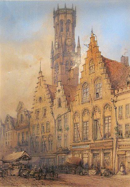 Appraisal: Thomas Colman Dibdin British - The Market Place Bruges signed