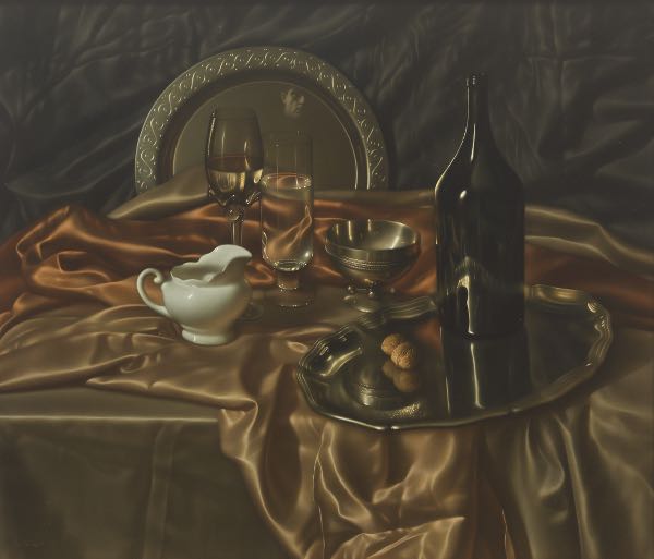 Appraisal: VITALY GRIGORYEV RUSSIAN B x Still life with self-portrait reflection