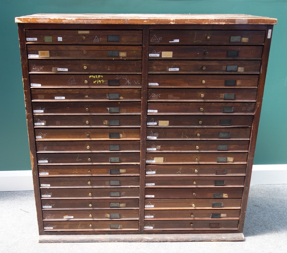 Appraisal: An early th century stained beech and mahogany collector's chest