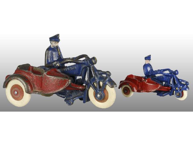 Appraisal: Lot of Cast Iron Motorcycle Toys Description Each motorcycle has