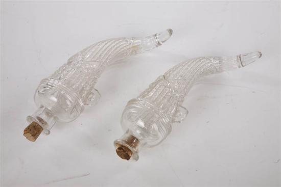 Appraisal: TWO PATTERN GLASS COACH VASES Clear matching vases in the