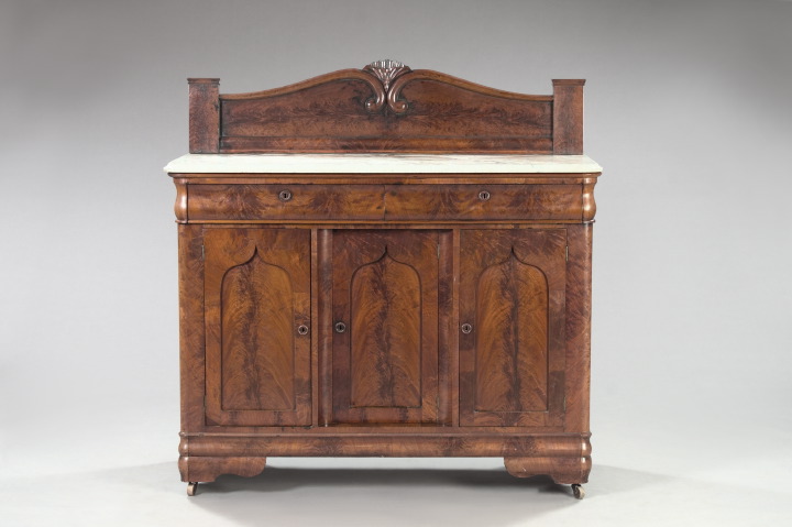 Appraisal: American Late Classical Walnut and Figured Walnut Sideboard mid- th