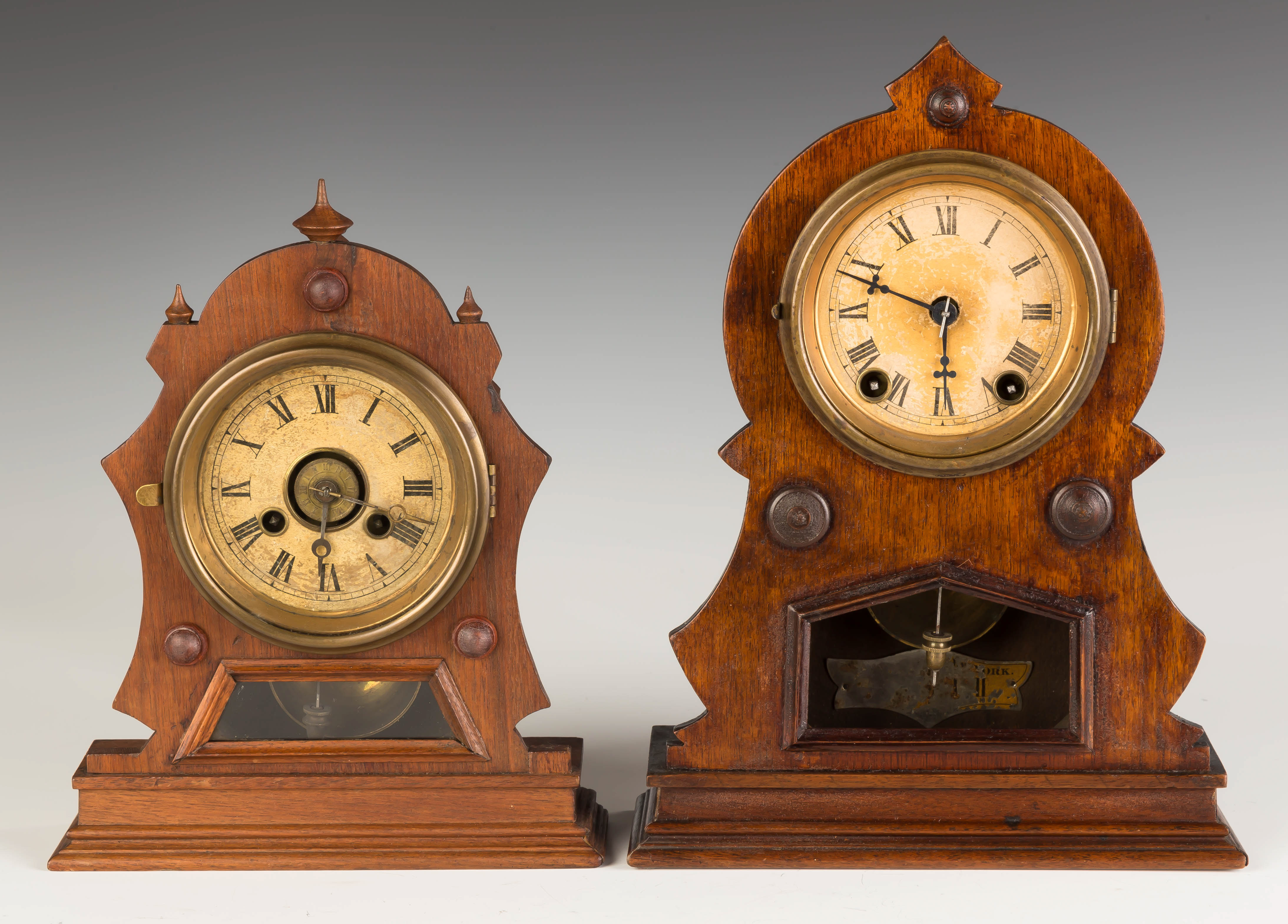 Appraisal: Two Kroeber Shelf Clocks Walnut cases L - time and